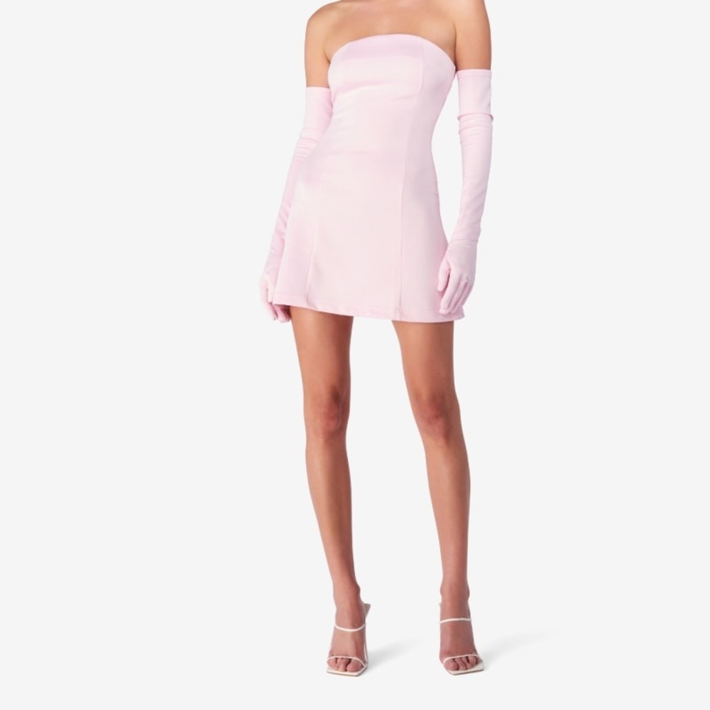 BARBIECORE Miscreants Cupid Dress in Baby Pink with Matching Gloves